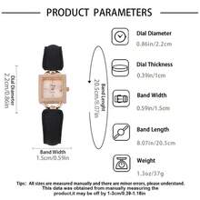 极简腕表套装 - 方形石英表 + 项链 + 耳环 + 戒指 + 手链，优雅日常搭配，情人节、周年纪念日、生日、母亲节、新年理想礼物 - 玫瑰金 - 查看 5