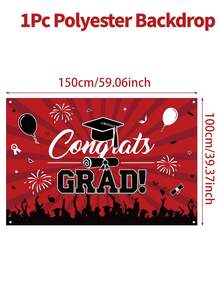 1 pieza Tela de fondo de graduación rojo y negro, Fondo de tela con felicitaciones para graduados, 150*100cm Tela de fondo de poliéster Clase de 2026, Decoración de fondo de graduación, Suministros para fiesta de graduación, Decoraciones de felicitaciones para graduados, Decoraciones para celebración de graduación, Decoraciones de fondo para fotografía de graduación, Accesorios para fotomatón, Decoraciones de fondo fotográfico, Adecuado para hogar, escuela, oficina, exterior, estudio, fiesta - rojo negro - Ver 10