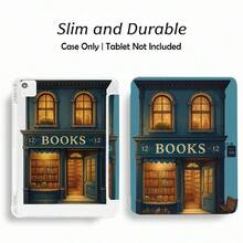 1pc Book Pattern Painted Tablet Protective Case With Stand, Compatible With Samsung A9/A9+/S9/S9FE/A11/A11+/S11/S10 FE/S10 FE+/S10 Lite, Apple Air 5/6, Honor, Matepad, And Other Popular Models. Foldable Anti-Bending, Auto Wake/Sleep, Built-In Pen Slot, Triple-Fold Stand - Perfect Daily Protection, Ideal Gift - Multicolor - View 5