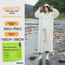 Disposable Raincoat Portable Drawstring Adult Long Thick Rain Poncho, Waterproof Outdoor Hiking Travel - Non-disposable Raincoat 120g White - View 12