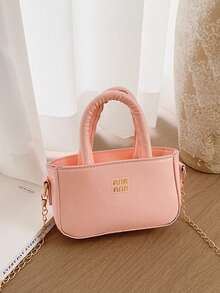 1个亮面漆皮迷你链条斜挎包，拉链封口，甜美时尚的女孩单肩包 - 彩色 - 查看 12