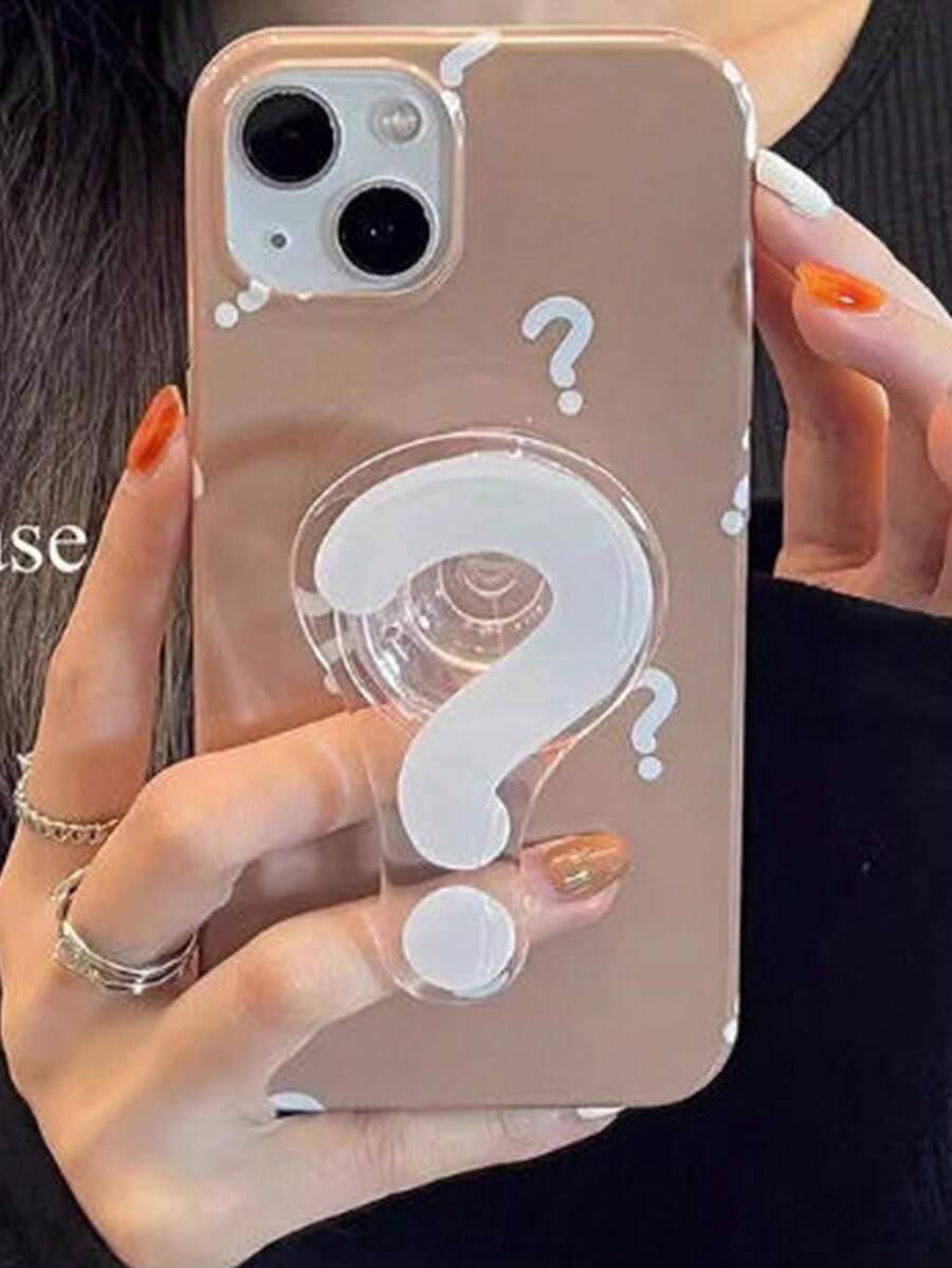1pc Personalized Cute Fun Question Mark Phone Airbag Holder, Ins Style Phone Push-Pull Holder Desktop Holder - Multicolor - View 1