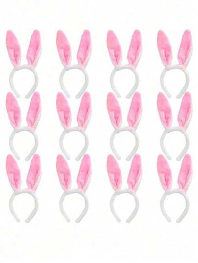 Diadema con orejas de conejo de Pascua, aro para el cabello con orejas de conejo de Pascua de peluche, adecuado para fiestas de Pascua, decoración de cumpleaños