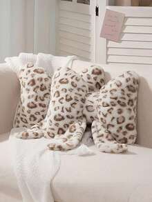 1件裝蝴蝶結裝飾可愛抱枕，適合床鋪沙發，柔軟毛絨抱枕禮物，適用於沙發、臥室、客廳居家裝飾，房間裝飾，抱枕套，臥室房間裝飾，戶外枕頭，感恩節萬聖節禮物 - 豹紋白色 - 查看 8