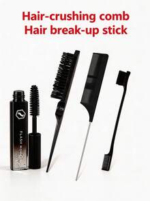 Flashmoment 4-In-1 Hair Styling Set: Hair Brush, Flyaway Brush, Hair Straightener, Hair Styling Tools. Quick Styling, Smooth & Frizz-Free Hair, Portable Hair Straightener - Black - View 4