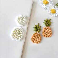2件套可爱卡通菠萝造型聚合物粘土耳环模具 DIY首饰吊坠模具 手工工艺工具 - 白色 - 查看 6