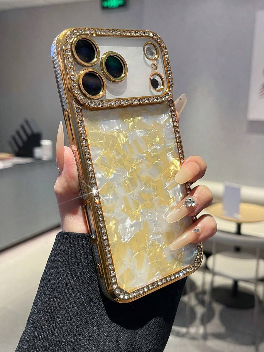 1pc Rhinestone Shell Textured Fashion Protective Phone Case Compatible With IPhone 11/11 Pro/11 Pro Max/12/12 Pro/12 Pro Max/13/13 Pro/13 Pro Max/14/14 Pro/14 Pro Max/15/15 Pro/15 Plus/15 Pro Max/16/16 Pro/16 Pro Max/17/17 Pro/17 Pro Max/17 Air
