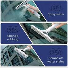 3-In-1 Multifunctional Glass Cleaning Tool With Spray Function, Handheld Window, Tile, Windshield, Mirror Cleaning Device, Suitable For Home And Bathroom Use, Spray Liquid, Squeegee, Cleaning Brush, Handheld Wiper, Bathroom Mirror Cleaner, Window Glass Cleaning Tool - Multicolor - View 6