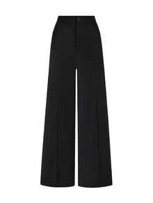 Women's Black Straight Leg Pants, Non-Stretch Casual Trousers, Elegant And Versatile - Black - View 3