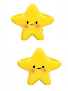 1/2pcs Cute Star Toothbrush Holder, Bathroom Countertop Electric Toothbrush Storage Rack, High-Quality Ceramic Toothpaste Organizer - Multicolor - View 3