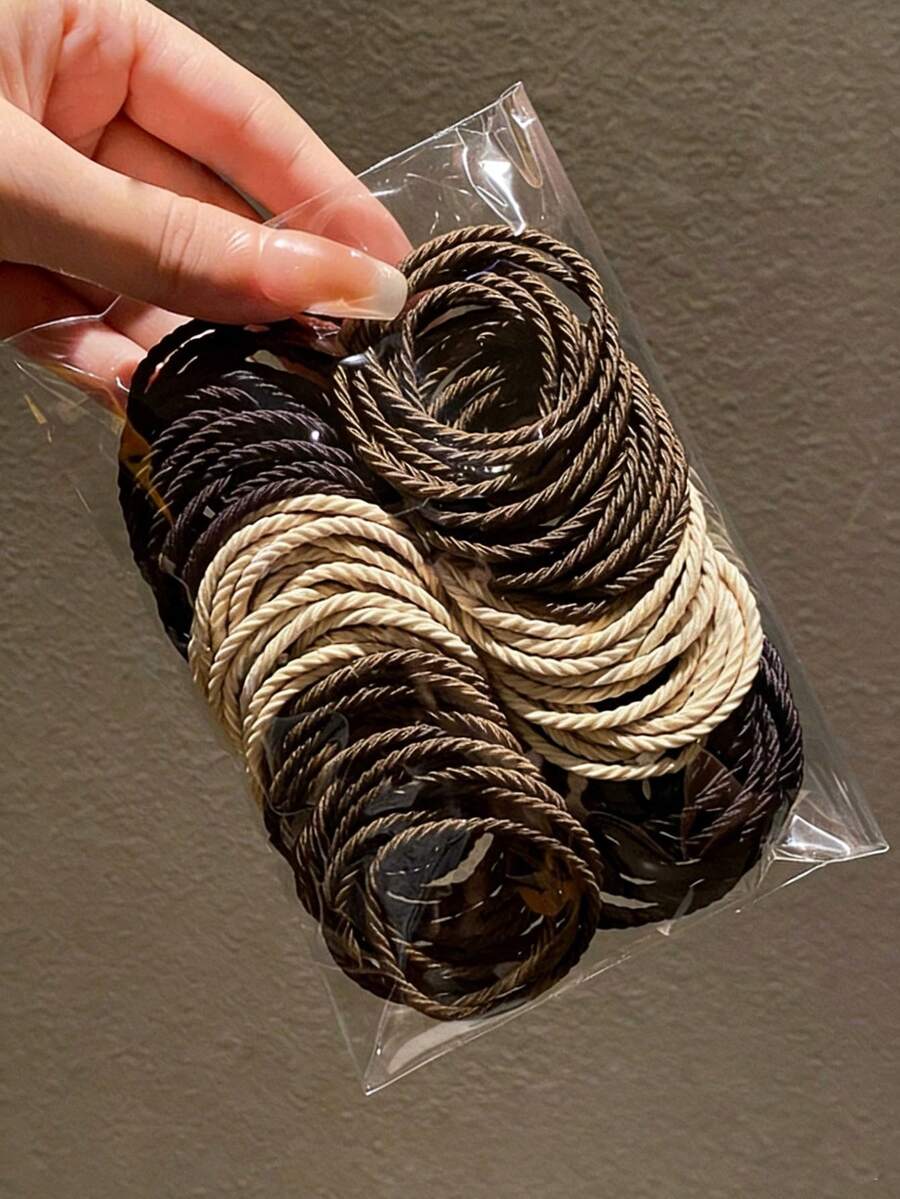 100入/包 女用彩色高彈力髮圈 馬尾固定圈 髮橡皮筋 髮圈飾品 節日髮飾 - 彩色 - 查看 1