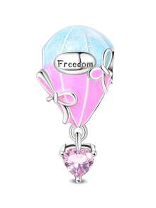 S925纯银旅行主题吊坠 - 热气球、飞机、地球仪、行李箱珠，兼容欧洲手链，适合作为订婚、结婚或蜜月礼物。 - 彩色 - 查看 16