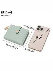 时尚对折超薄卡包，多卡位零钱袋，轻巧简约设计，便携式女士休闲日常钱包 - 彩色 - 查看 10