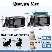 Soft-Edged Expandable Pet Carrier, Compliant With Most Airlines' Under-Seat Cabin Regulations (Please See Relevant Regulations) - TSA-Compliant Cat And Dog Travel Carrier, 18x11x11 Inches, Available In Multiple Colors. - 粉色 - 查看 2