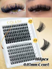 Bộ mi giả Colash 144/168/140 sợi, thiết kế thân dày, mềm mại, dễ gắn, không bị cong, phù hợp cho các bữa tiệc, dã ngoại, quà tặng học sinh, ký túc xá, kiểu dáng tự nhiên và giúp mi dài hơn. - C - Xem 7