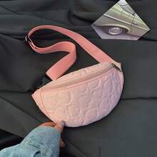 1pc Girl's Heart Embroidered Zipper Closure Shoulder Bag, Fashionable Crossbody Chest Bag Suitable For All Seasons - A - View 11