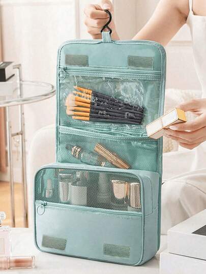 Makeup Bag With Decorative Hooks Large Capacity Blue Cosmetic Bag Makeup Bag Cosmetic Bag Skincare Pouc