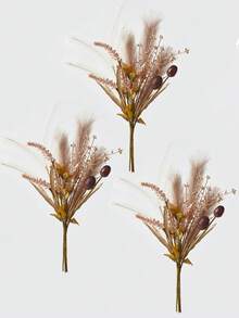 1件/3件套人造藤条花束，波西米亚风仿真芦苇，饰以迷你橡子和仿橡果，适用于家居、厨房、餐桌、婚礼装饰 - 彩色 - 查看 10