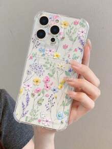 1pc1pc Floral Print Pattern Transparent Shockproof TPU Phone Case, Can Be Used As Holiday Gift, Compatible With  XS/XS Max/XR/11 12 13 14 15 16 Pro 17/Pro Max/14 15 16 Plus, Card Holderphone Cases  Case  17 Case  17 Pro Case  17 Pro Max Case - 1pc - 查看 8