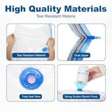 9 Piezas Bolsas de Almacenamiento al VacíoBolsas de Vacio con Bomba Eléctrica Vacuum Storage Bags Reutilizables Bolsas de Compresión de Ahorro de Espacio para Ropa Almohadas y Edredones 9 Azul - 9 Azul - Ver 5