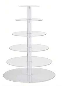 3-6层亚克力透明纸杯蛋糕架，圆形纸杯蛋糕展示架 - 亚克力甜点架，适用于派对、婚礼、生日庆典 - 無色 - 查看 9