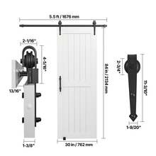 Schiebetür im Scheunenstil Schiebetürsystem (762 x 2134 mm) aus hochfesten MDF-Platten, Scheunentor mit Hardware-Kit & wasserfester PVC-Oberfläche & H-Rahmen für Wohnzimmer Badezimmer Weiß - Weiß, Verbundplatte, 76 x 213 cm - Übersicht 10