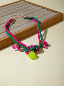 1pc Geometric Sphere Petal Rope Niche Necklace, Suitable For Women Beach Vacation Wear, Unique Gift - 31388-nek-rg-eP - View 5