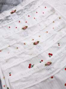 4条装女士浪漫印花内裤，蕾丝拼接设计 - 彩色 - 查看 3