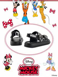 Sản phẩm hợp tác chính thức với Mickey Mouse | Sandal đế bằng kiểu chiến binh Disney dành cho trẻ em với chi tiết nơ, giày quai ngang mùa hè. - màu đen - Xem 3