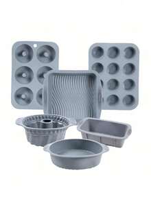 6pcs Silicone Baking Tools Set, Including Non-Stick Silicone Baking Utensils, Silicone Cake Molds, Baking Tray, Donut Baking Pan, Silicone Muffin Cups And Cake Molds, Suitable For Kitchen Baking Cake Molds Home Living Kitchen Dining Baking - Multicolor - View 6