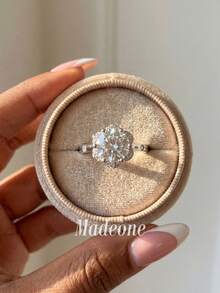 Stylever 1pc Shiny Flower Zirconia Ring, 925 Sterling Silver Elegant Ring, Exquisite Jewelry Gift For Her - Silver - View 2