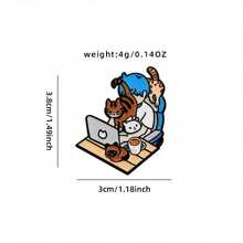 Creative Cartoon Characters And Cute Cat Elements Metal Badges - Daily Style Enamel Buttons In Front Of The Computer - Colorful Alloy Brooch, Suitable For Clothing, Backpacks, And Jeans - 彩色 - 查看 7