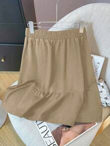 Chân váy chữ A màu đen kiểu Nhật Bản, có túi, thiết kế trẻ trung cho mùa xuân. - Màu be - Xem 7