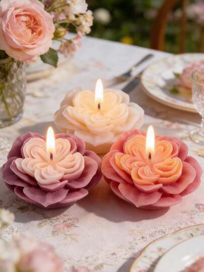 1pc 3D Austin Rose Candle Mold Realistic Petal & Stem Details Flexible Reusable For Aromatherapy Candle Soap Resin Gypsum DIY Craft Home Decor Silicone Mold Valentine's Day Wedding Mother's Day