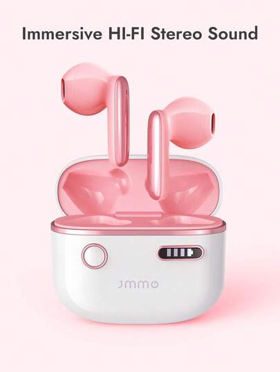 Wireless Headphones, HI-FI Stereo Ultra Low Latency Earbuds, Waterproof Earphones For Gym/Running/Work, Pink