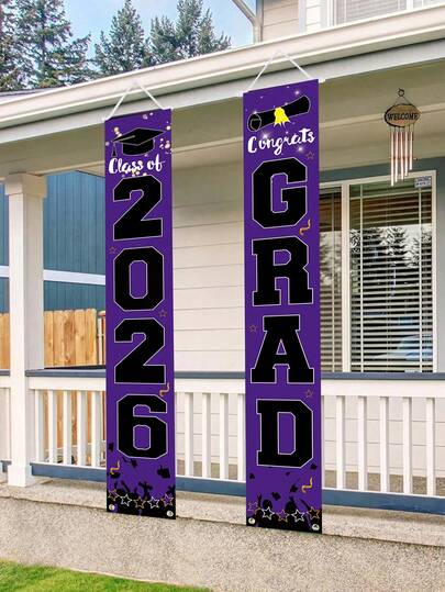 Bộ 2 món trang trí tốt nghiệp năm 2026 gồm rèm cửa có câu chúc mừng, băng rôn chúc mừng tốt nghiệp, phụ kiện chụp ảnh tốt nghiệp, đồ dùng tiệc tốt nghiệp, phông nền tốt nghiệp, đồ trang trí tiệc tốt nghiệp năm 2026 (phù hợp cho trường học hoặc khối lớp), đồ trang trí tiệc tốt nghiệp (trang trí cửa, trang trí nhà cửa, trang trí phòng), đồ trang trí tốt nghiệp, quà tặng tốt nghiệp.