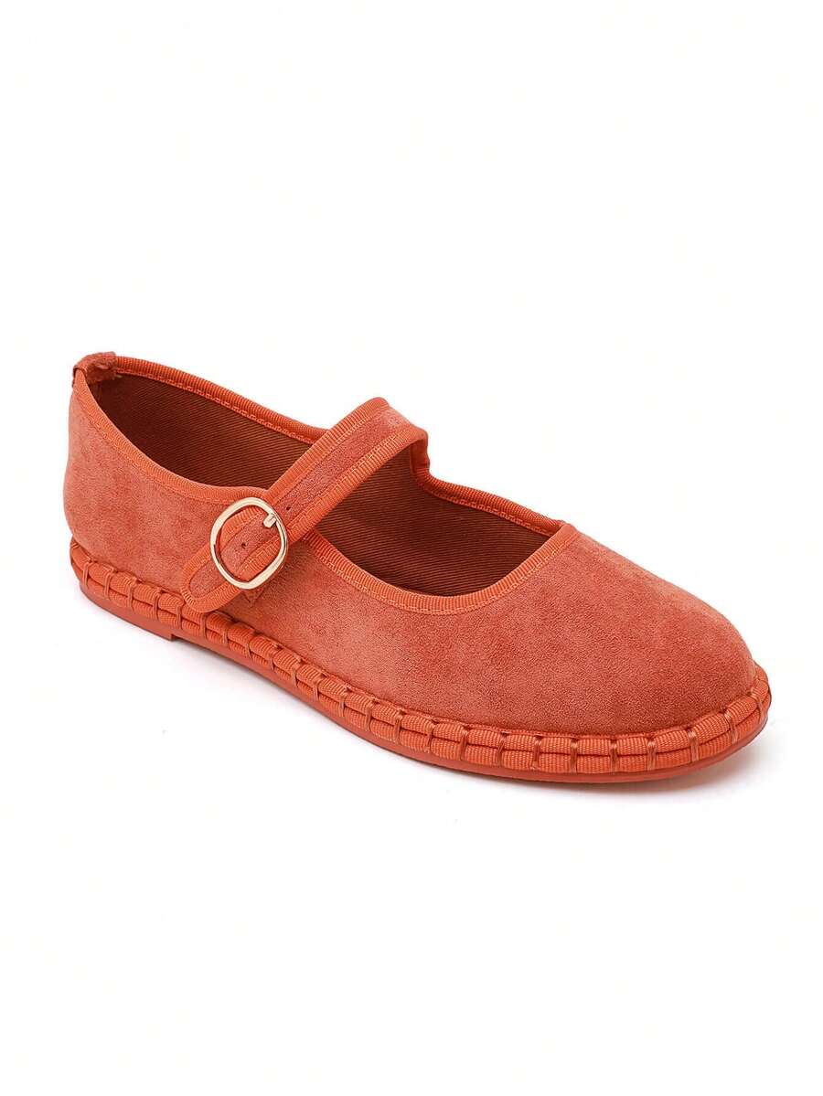 Ballerines Mary Jane In Suédine – L'Élégance Douce Et Rétro - Orange - View 1
