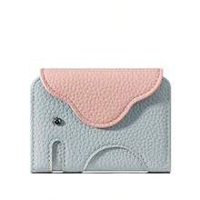 Cartera de mujer con diseño de elefante de dibujos animados, monedero de cuero PU con acordeón para tarjetas, organizador delgado de tarjetas de crédito y efectivo para mujer, cartera de viaje, cartera pequeña, cartera linda, esencial de viaje - Multicolor - Ver 14