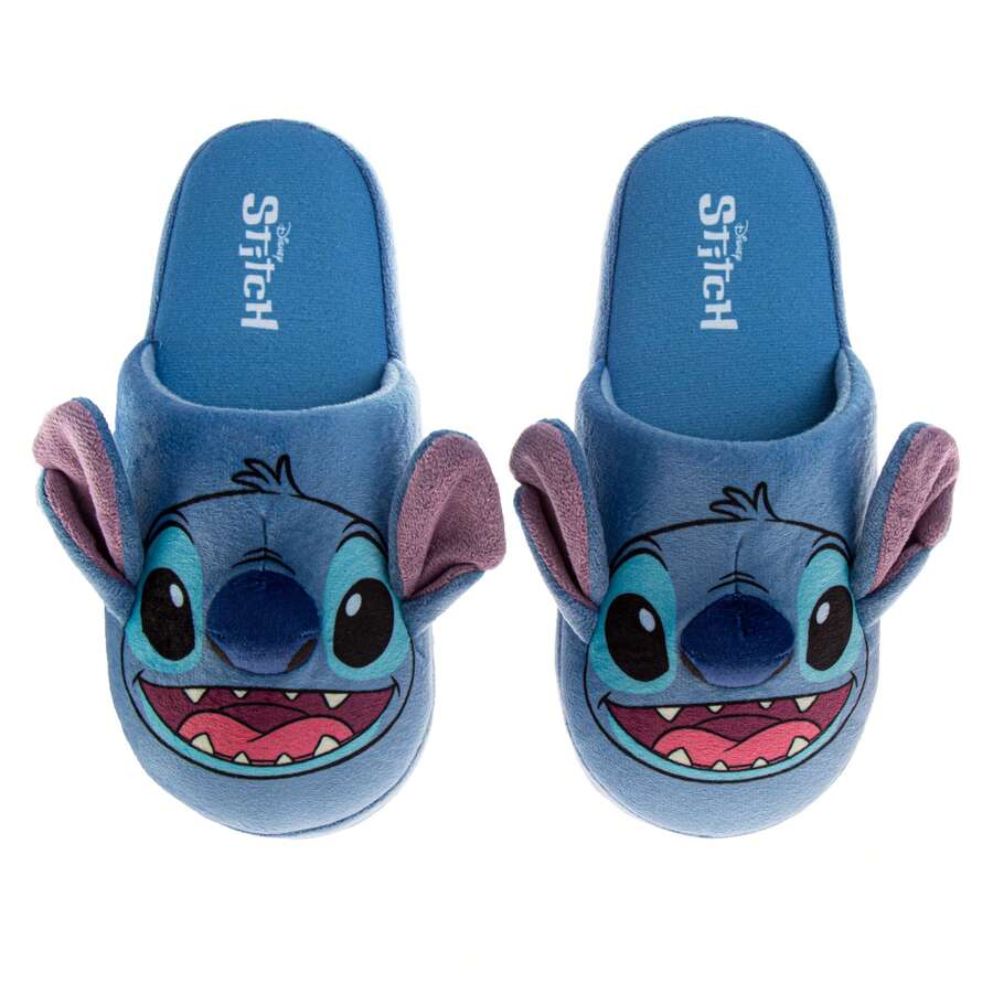Disney Lilo & Stitch Girls' Slippers Plush, Warm, And Soft House Shoes (Little Kid Sizes 11-12 / Big Kid Sizes 13-5) - Màu xanh lam - Xem 1
