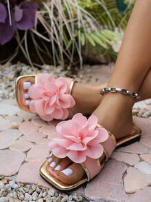 Dép xăng đan nữ mới về, thiết kế mũi vuông, phối màu Dopamine, kiểu dáng đa dạng, liền thân, thích hợp mang ở nhà/ngoài trời, mang đến cảm giác thư giãn như đi nghỉ mát, dép đi biển thời trang đường phố. - Màu Hồng baby - Xem 4