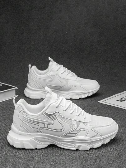 WANWEISI 男士撞色滚边厚底运动鞋，系带款运动鞋，情人节特惠