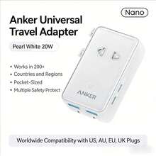 anker Bộ chuyển đổi nguồn du lịch 5 trong 1 A9215 Nano, sạc nhanh 20W, bộ chuyển đổi đa năng dùng được ở nhiều quốc gia, tương thích với các ổ cắm tiêu chuẩn của Mỹ, Anh, Châu Âu, Úc, Nhật Bản và Hàn Quốc, màu đen. - Nhiều màu - Xem 3