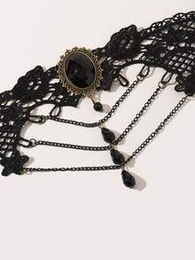 1件装女士蕾丝复古哥特式颈链，简约链条短款项链 - 彩色 - 查看 6