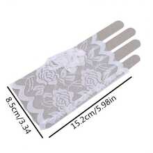 1 pieza Guantes cortos sin dedos de encaje para mujer, adecuados como regalo para graduación, Día del Maestro, Día de la Madre - Multicolor - Ver 5