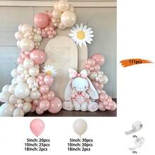 111pcs Pink And Sand White Balloon Arch Garland Made Of Latex, Perfect For Weddings, Back-To-School Events, Anniversaries, Showers, Gender Reveal Parties, Engagements, Birthdays, Mother'S Day, Graduations, Valentine'S Day, And As A Backdrop - Multicolor - View 3
