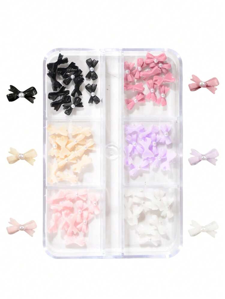 树脂蝴蝶结美甲装饰品，可爱彩色珍珠蝴蝶结美甲装饰品，DIY美甲用品及美甲宝石 - 彩色 - 查看 11