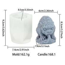3D麒麟貔貅硅胶蜡烛模具 - 耐用易脱模,不粘,可重复使用,中国吉祥兽造型模具,适用于DIY工艺品、肥皂、树脂、石膏、粘土、风水家居装饰 - Pixiu Mold-91319 - 查看 15