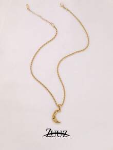 1件装时尚不锈钢月亮吊坠项链，女士颈链，珠宝礼品 - 項鍊 - 查看 4