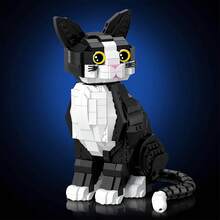 Jouet pour chat modulable, set de blocs de construction noir et blanc à collectionner, convient pour la décoration de bureau et comme cadeau pour les amateurs de chats, conçu pour les hommes et les femmes - Noir - Voir 2