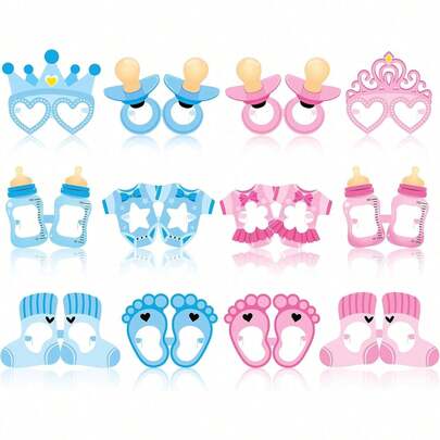 12/36 Pcs Gender Reveal Glasses Baby Shower Party Decorations Blue And Pink Paper Fashion Glasses For Boy Or Girl Photo Booth Props Eyeglasses Gender Reveal Birthday Party Decorations Supplies